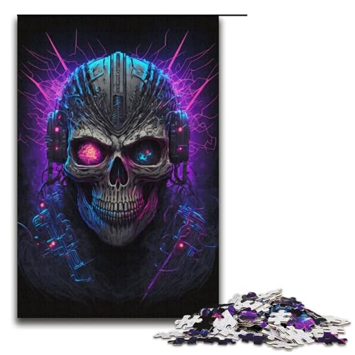 Puzzle 1000 Teile für Erwachsene, Punk-Totenkopf-Puzzle für Teenager, Spielzeug, Denkspiel (Größe 38 x 26 cm) von WGLINGX