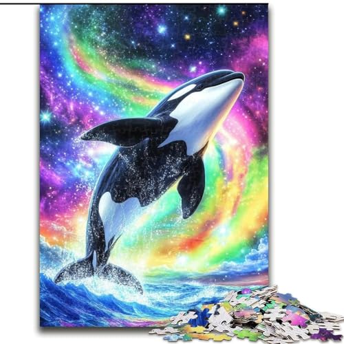 Puzzle 1000 Teile für Erwachsene, Regenbogen-Blauwal, unmögliches Puzzle für Erwachsene, Weihnachten, Halloween, Muttertag, Neujahr, Ostergeschenk (Größe 26x38cm) von WGLINGX