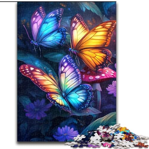 Puzzle 1000 Teile für Erwachsene, Regenbogen-Schmetterling, Puzzle für Erwachsene, 1000 Teile, interaktives Familienspiel, Denksportaufgabe als Geschenk, Lernspielzeug (Größe 26x38cm) von WGLINGX