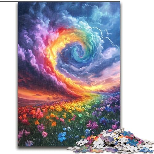 Puzzle 1000 Teile für Erwachsene, Regenbogen-Tornado, unmögliches Puzzle für Erwachsene, Weihnachten, Halloween, Muttertag, Neujahr, Ostergeschenk (Größe 50x75cm) von WGLINGX