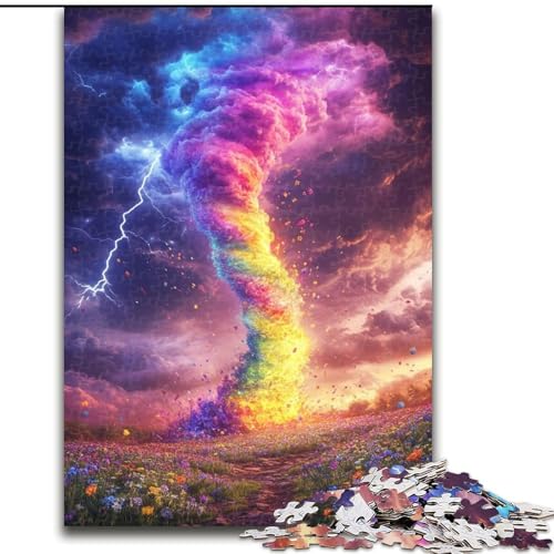 Puzzle 1000 Teile für Erwachsene, Regenbogen-Tornado-Puzzle für Erwachsene, 1000-teilige Lernspiele, schöne Dekoration (Größe 26x38cm) von WGLINGX