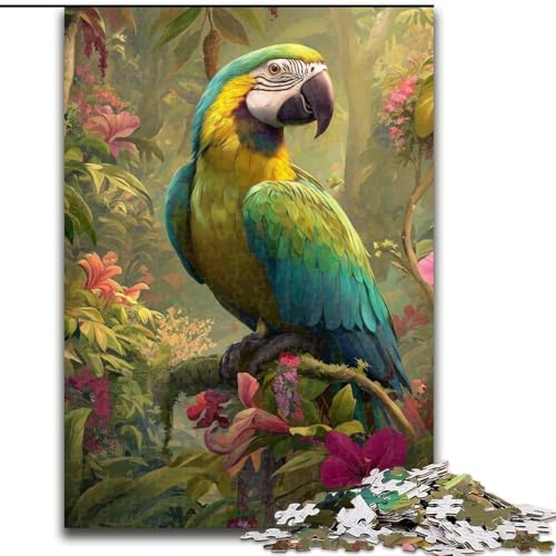 Puzzle 1000 Teile für Erwachsene, Regenwald-Papagei-Puzzle, 1000 Teile, interaktives Familienspiel, geeignet für Kinder ab 14 Jahren (Größe 26x38cm) von WGLINGX