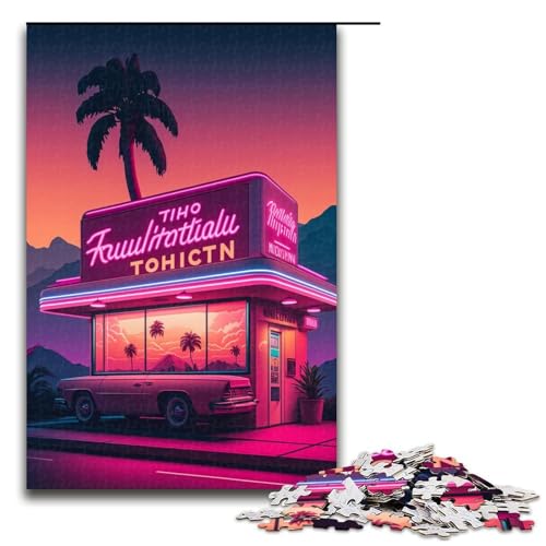 Puzzle 1000 Teile für Erwachsene, Retro-Straßenszene, Puzzle für Teenager, Spielzeug, Denkspiel (Größe 50 x 75 cm) von WGLINGX
