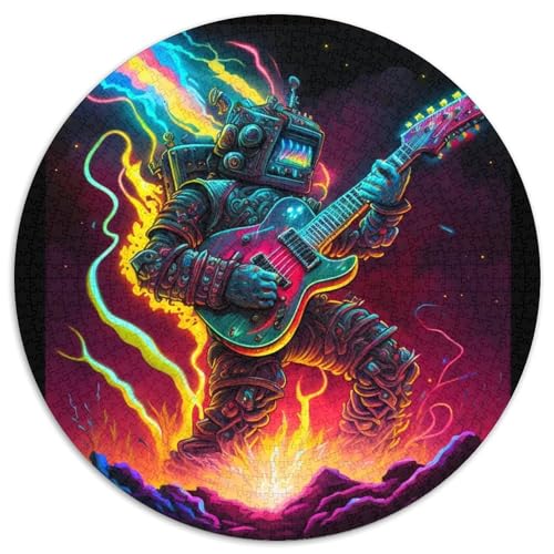 Puzzle 1000 Teile für Erwachsene, Roboter spielt Gitarre, runde Puzzles 1000 Teile für Erwachsene, anspruchsvolles Denkspiel – entspannendes Spielzeug für Teenager, 1000 Teile (67,5x67,5cm) von WGLINGX