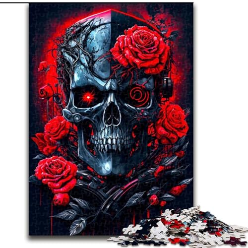 Puzzle 1000 Teile für Erwachsene, Roboterschädel mit Rose, 1000-teiliges Puzzle, Spielzeug, Geschenk, pädagogisches intellektuelles Dekomprimierungsspaß, Familienspiel, Größe 26x38cm Puzzle 1000 Teile für Erwachsene, Roboterschädel mit Rose, 1000-teiliges Puzzle, Spielzeug, Geschenk, pädagogisches intellektuelles Dekomprimierungsspaß, Familienspiel, Größe 26x38cm von WGLINGX