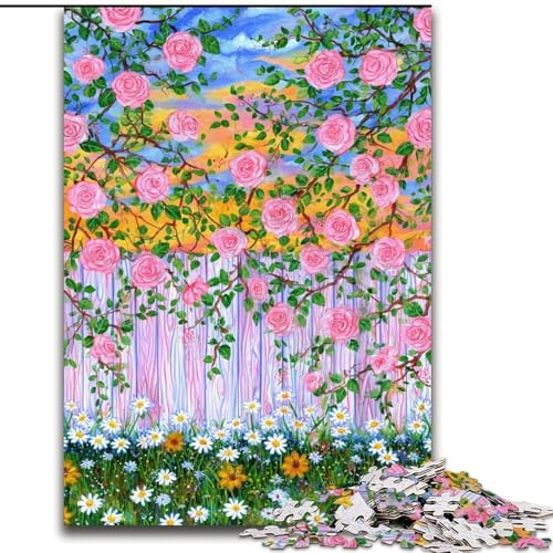Puzzle 1000 Teile für Erwachsene, Rose, unmögliches Puzzle für Erwachsene, Kunstwerk-Dekor, Intelligenzspielzeug für Familien-Indoor-Spiele (Größe 26x38cm) von WGLINGX