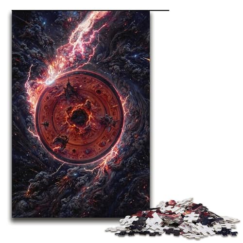 Puzzle 1000 Teile für Erwachsene, Roter Weltraumwirbel, Puzzle für Teenager, Spielzeug, Denkspiel (Größe 38 x 26 cm) von WGLINGX
