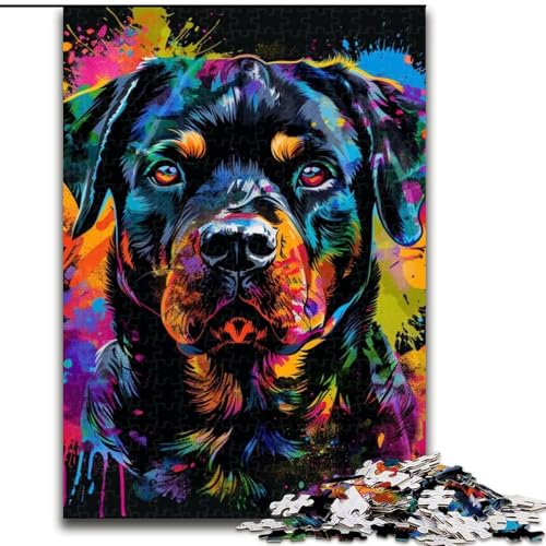 Puzzle 1000 Teile für Erwachsene, Rottweiler-Puzzle 1000 Teile für Erwachsene, unmögliche Lernspiele und Geschenke zur Heimdekoration (Größe 50x75cm) von WGLINGX