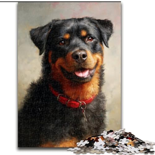 Puzzle 1000 Teile für Erwachsene, Rottweiler-Puzzle für Erwachsene, interaktives Familienspiel, geeignet für Kinder ab 14 Jahren (Größe 50x75cm) von WGLINGX