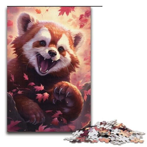 Puzzle 1000 Teile für Erwachsene, Sakura Red Panda Puzzle, Lernspiele helfen dem Gehirn, süchtig machendes Spielzeug zur Förderung der Geduld, 14,96 x 10,24 Zoll von WGLINGX