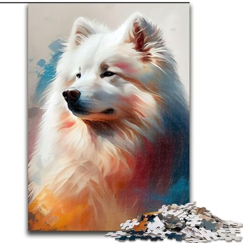 Puzzle 1000 Teile für Erwachsene, Samojede, Malhund, Holzpuzzle, interaktives Familienspiel, Denksportaufgabe, Geschenk, Lernspielzeug (Größe 26x38cm) von WGLINGX