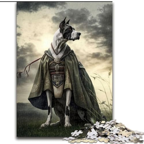Puzzle 1000 Teile für Erwachsene, Samurai-Deutsche Dogge, Holzpuzzle, interaktives Familienspiel, Denksportaufgabe, Geschenk, Lernspielzeug (Größe 50x75cm) von WGLINGX