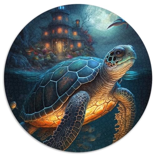 Puzzle 1000 Teile für Erwachsene, Schildkröte, runde Puzzles 1000 Teile für Erwachsene, anspruchsvolles Denkspiel – entspannendes Spielzeug für Teenager, 1000 Teile (67,5x67,5cm) von WGLINGX
