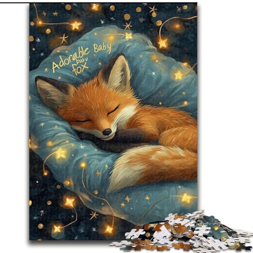 Puzzle 1000 Teile für Erwachsene, Schlafender Fuchs, Puzzle für Erwachsene, 1000 Teile, Lernspiele, schöne Dekoration (Größe 26x38cm) von WGLINGX