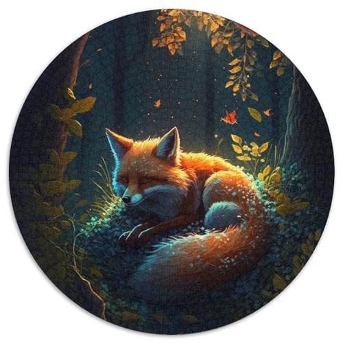 Puzzle 1000 Teile für Erwachsene, Schlafender Fuchs, runde Puzzles 1000 Teile für Erwachsene, anspruchsvolles Denkspiel – entspannendes Spielzeug für Teenager, 1000 Teile (67,5x67,5cm) von WGLINGX