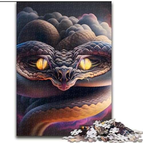 Puzzle 1000 Teile für Erwachsene, Schlange im Rauch, Holzpuzzle, interaktives Familienspiel, Denksportaufgabe, Geschenk, Lernspielzeug (Größe 26x38cm) von WGLINGX