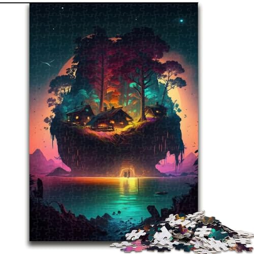 Puzzle 1000 Teile für Erwachsene, Schöne kleine Insel, Holzpuzzle, interaktives Familienspiel, Denksportaufgabe, Geschenk, Lernspielzeug (Größe 50x75cm) von WGLINGX
