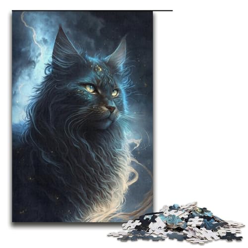 Puzzle 1000 Teile für Erwachsene, Schwarze Fantasiekatze, Puzzle für Jugendliche ab 14 Jahren, 38 x 26 cm von WGLINGX