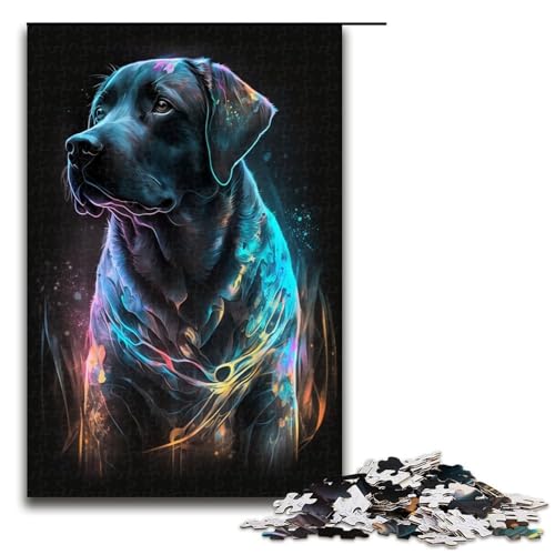 Puzzle 1000 Teile für Erwachsene, Schwarzer Labrador, Puzzle für Jugendliche ab 14 Jahren, 50 x 75 cm von WGLINGX