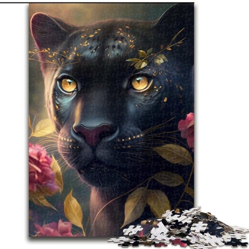 Puzzle 1000 Teile für Erwachsene, Schwarzer Leopard, Unmögliches Puzzle für Erwachsene für Jugendliche, Lernspiele, Geschenke (Größe 26x38cm) von WGLINGX