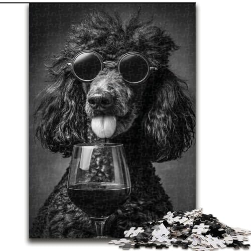Puzzle 1000 Teile für Erwachsene, Schwarzer Pudel, Unmögliches Puzzle für Erwachsene, Weihnachten, Halloween, Muttertag, Neujahr, Ostergeschenk (Größe 50x75cm) von WGLINGX