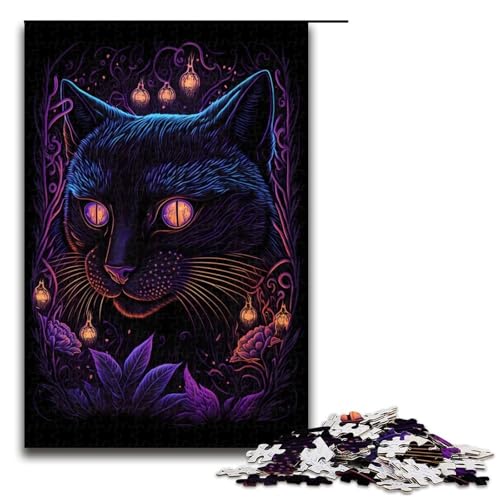Puzzle 1000 Teile für Erwachsene, Schwarzlicht-Katzen-Puzzle für Jugendliche ab 14 Jahren, 50 x 75 cm von WGLINGX