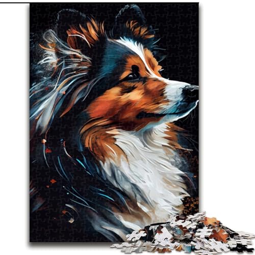 Puzzle 1000 Teile für Erwachsene, Shetland Sheepdog, 1000-teiliges Puzzle, Spielzeug, Geschenk, pädagogisches, intellektuelles, entspannendes Spaßspiel für die ganze Familie, Größe 50x75cm von WGLINGX