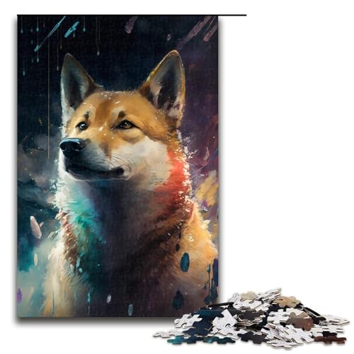 Puzzle 1000 Teile für Erwachsene, Shiba Inu-Malerei, Puzzle für Teenager, Spielzeug, Denkspiel (Größe 50 x 75 cm) von WGLINGX