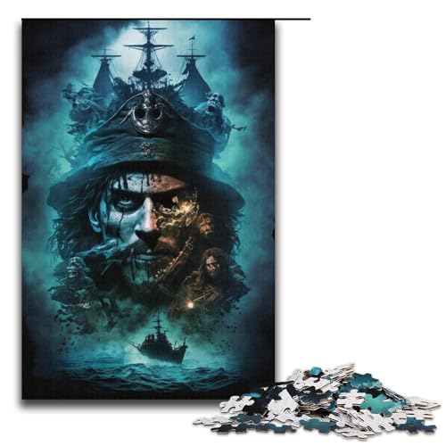 Puzzle 1000 Teile für Erwachsene, Skelett-Piratenschiff, Puzzle für Teenager, Spielzeug, Denkspiel (Größe 38 x 26 cm) von WGLINGX