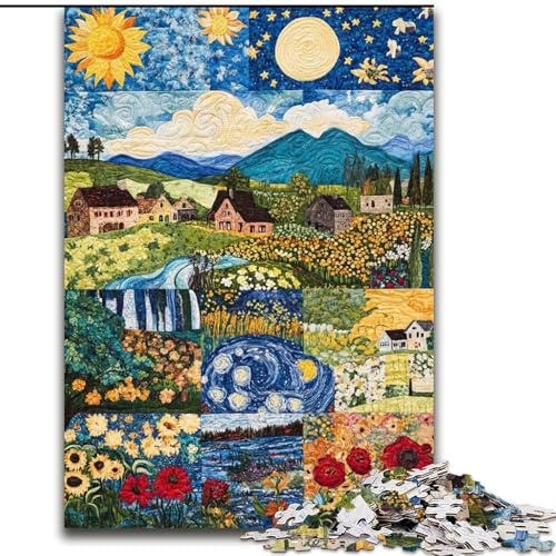 Puzzle 1000 Teile für Erwachsene, Sonnenblumen-Unmögliches Puzzle für Erwachsene, Kunstwerk-Dekor, Intelligenzspielzeug für Familien-Indoor-Spiele (Größe 26x38cm) von WGLINGX