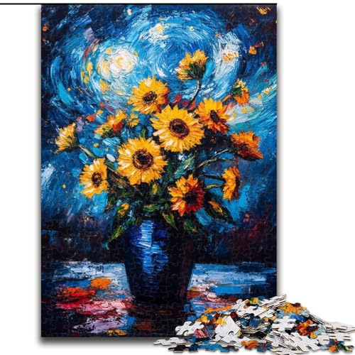 Puzzle 1000 Teile für Erwachsene, Sonnenblumenkunst, 1000-teiliges Puzzle, interaktives Familienspiel, Denksportaufgabe als Geschenk, Lernspielzeug (Größe 50x75cm) von WGLINGX
