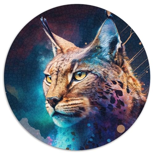 Puzzle 1000 Teile für Erwachsene, Spirit Lynx, runde Puzzles 1000 Teile für Erwachsene, anspruchsvolles Denkspiel – entspannendes Spielzeug für Teenager, 1000 Teile (67,5x67,5cm) von WGLINGX