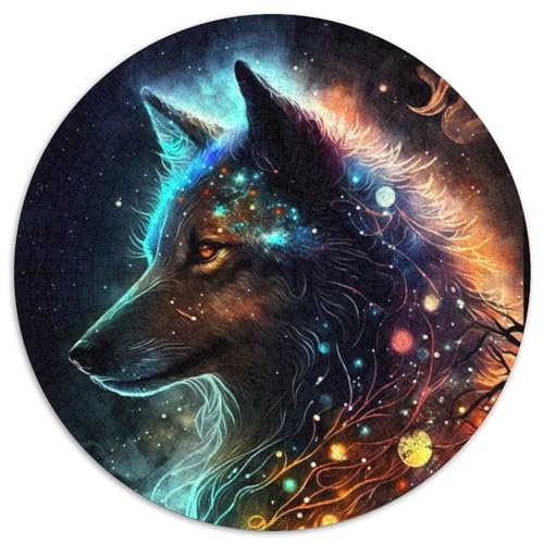 Puzzle 1000 Teile für Erwachsene, Spirit Wolf, runde Puzzles 1000 Teile für Erwachsene, anspruchsvolles Denkspiel – entspannendes Spielzeug für Teenager, 1000 Teile (67,5x67,5cm) von WGLINGX