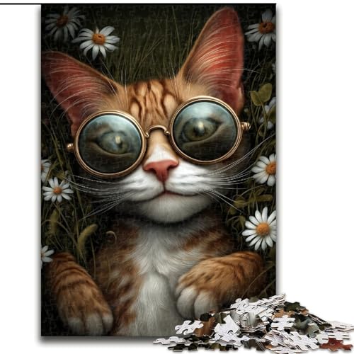 Puzzle 1000 Teile für Erwachsene, Steampunk-Katzen-Puzzle, 1000 Teile, interaktives Familienspiel, geeignet für Kinder ab 14 Jahren (Größe 50x75cm) von WGLINGX