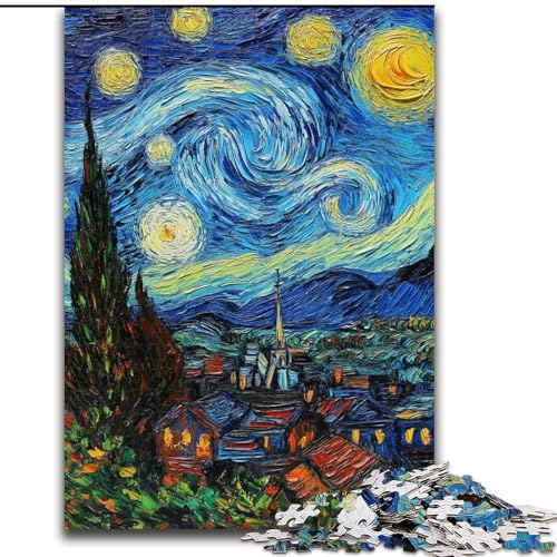 Puzzle 1000 Teile für Erwachsene, Sternennacht-Hund, Puzzle für Erwachsene, 1000 Teile, Spielzeug, Geschenk, pädagogisches, intellektuelles, entspannendes Familienspiel (Größe 26x38cm) von WGLINGX