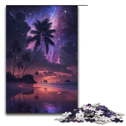 Puzzle 1000 Teile für Erwachsene, Strandnachtszene, Puzzle für Jugendliche ab 14 Jahren, 38 x 26 cm von WGLINGX