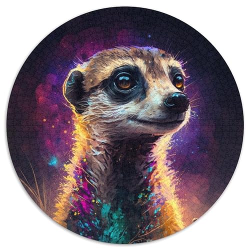 Puzzle 1000 Teile für Erwachsene, Sweatshirt, Erdmännchen, runde Puzzles 1000 Teile für Erwachsene, anspruchsvolles Denkspiel – entspannendes Spielzeug für Teenager, 1000 Teile (67,5x67,5cm) von WGLINGX