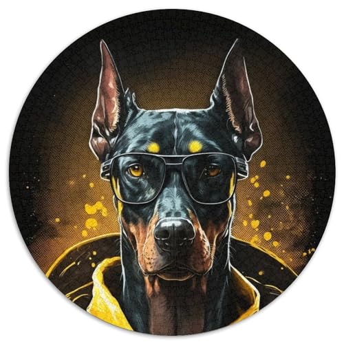Puzzle 1000 Teile für Erwachsene, Sweatshirt-Hund, runde Puzzles 1000 Teile für Erwachsene, anspruchsvolles Denkspiel – entspannendes Spielzeug für Teenager, 1000 Teile (67,5x67,5cm) von WGLINGX