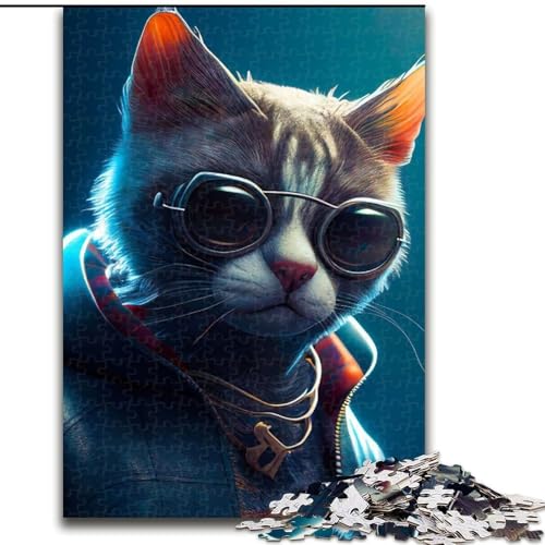 Puzzle 1000 Teile für Erwachsene, The Cool Cat, interaktives Familienspiel, Denksportaufgabe als Geschenk, Lernspielzeug, Größe 50x75cm von WGLINGX