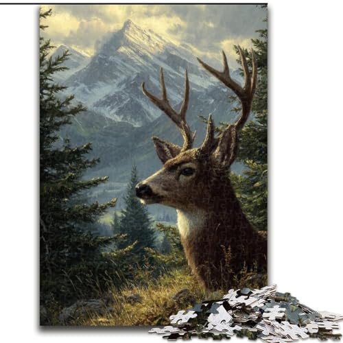 Puzzle 1000 Teile für Erwachsene, Tier-Hirsch-Puzzle, 1000 Teile, interaktives Familienspiel, geeignet für Kinder ab 14 Jahren (Größe 26x38cm) von WGLINGX