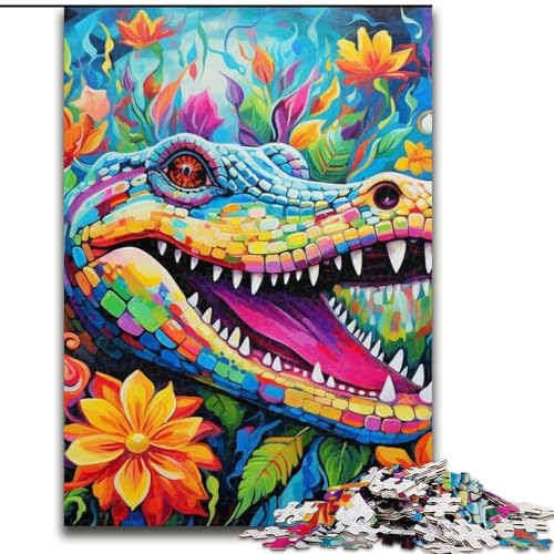 Puzzle 1000 Teile für Erwachsene, Tier-Nilkrokodile, Holzpuzzle für Erwachsene für Jugendliche, anspruchsvolle Spielzeugspiele (Größe 50x75cm) von WGLINGX