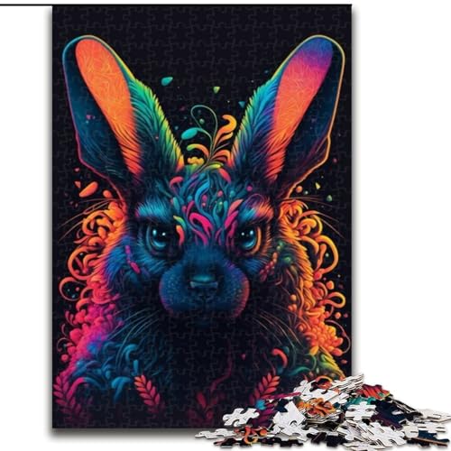 Puzzle 1000 Teile für Erwachsene, Tiere, Kaninchen, Holzpuzzle, Stressabbau für Teenager, Cooles einzigartiges Geschenk für die Familie (Größe 26x38cm) von WGLINGX