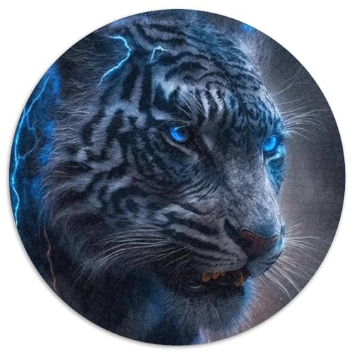 Puzzle 1000 Teile für Erwachsene, Tiger, rund, Papierpuzzle, Denksportaufgabe, interaktives Familienspiel, geeignet für Kinder ab 14 Jahren (67,5 x 67,5 cm) von WGLINGX