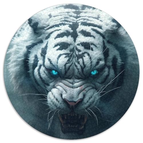 Puzzle 1000 Teile für Erwachsene, Tiger, rund, Papierpuzzle, Denksportaufgabe, interaktives Familienspiel, geeignet für Kinder ab 14 Jahren (67,5 x 67,5 cm) von WGLINGX