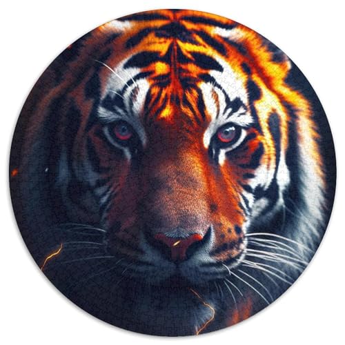Puzzle 1000 Teile für Erwachsene, Tiger, rund, Papierpuzzle, Denksportaufgabe, interaktives Familienspiel, geeignet für Kinder ab 14 Jahren (67,5 x 67,5 cm) von WGLINGX