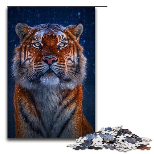 Puzzle 1000 Teile für Erwachsene, Tiger-Puzzle, Geschenk, Holzpuzzle, Lernspiel, Herausforderungsspielzeug (Größe 50 x 75 cm) von WGLINGX