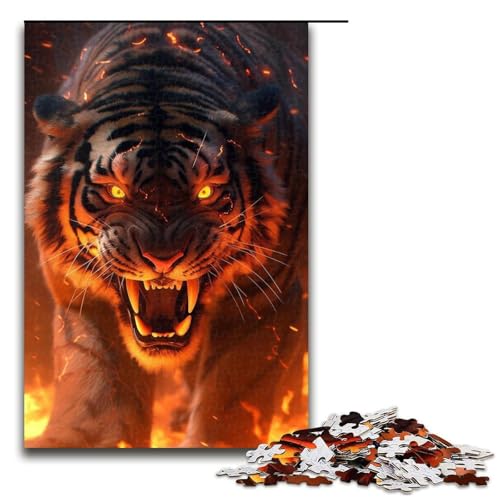 Puzzle 1000 Teile für Erwachsene, Tiger-Puzzle, Geschenk, Holzpuzzle, Lernspiel, Herausforderungsspielzeug (Größe 50 x 75 cm) von WGLINGX