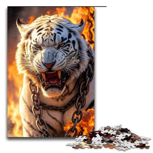 Puzzle 1000 Teile für Erwachsene, Tiger-Puzzle, Geschenk, Holzpuzzle, Lernspiel, Herausforderungsspielzeug (Größe 50 x 75 cm) von WGLINGX