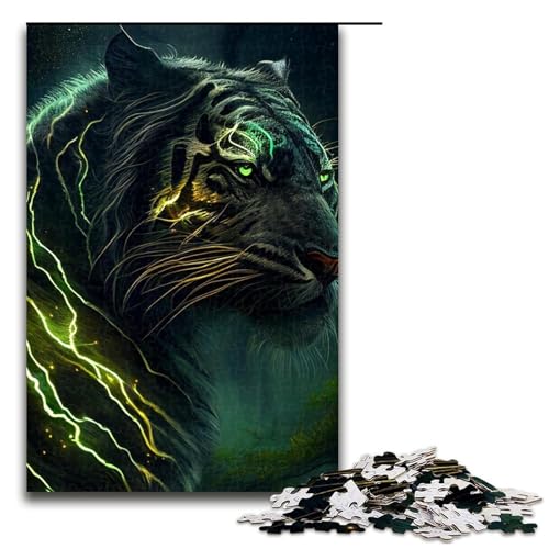 Puzzle 1000 Teile für Erwachsene, Tiger-Puzzle, Geschenk, Holzpuzzle, Lernspiel, Herausforderungsspielzeug (Größe 50 x 75 cm) von WGLINGX