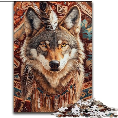 Puzzle 1000 Teile für Erwachsene, Totemwolf-Puzzles für 1000 Teile, Denkspiel für Teenager, Familienspieleabend (Größe 26x38cm) von WGLINGX